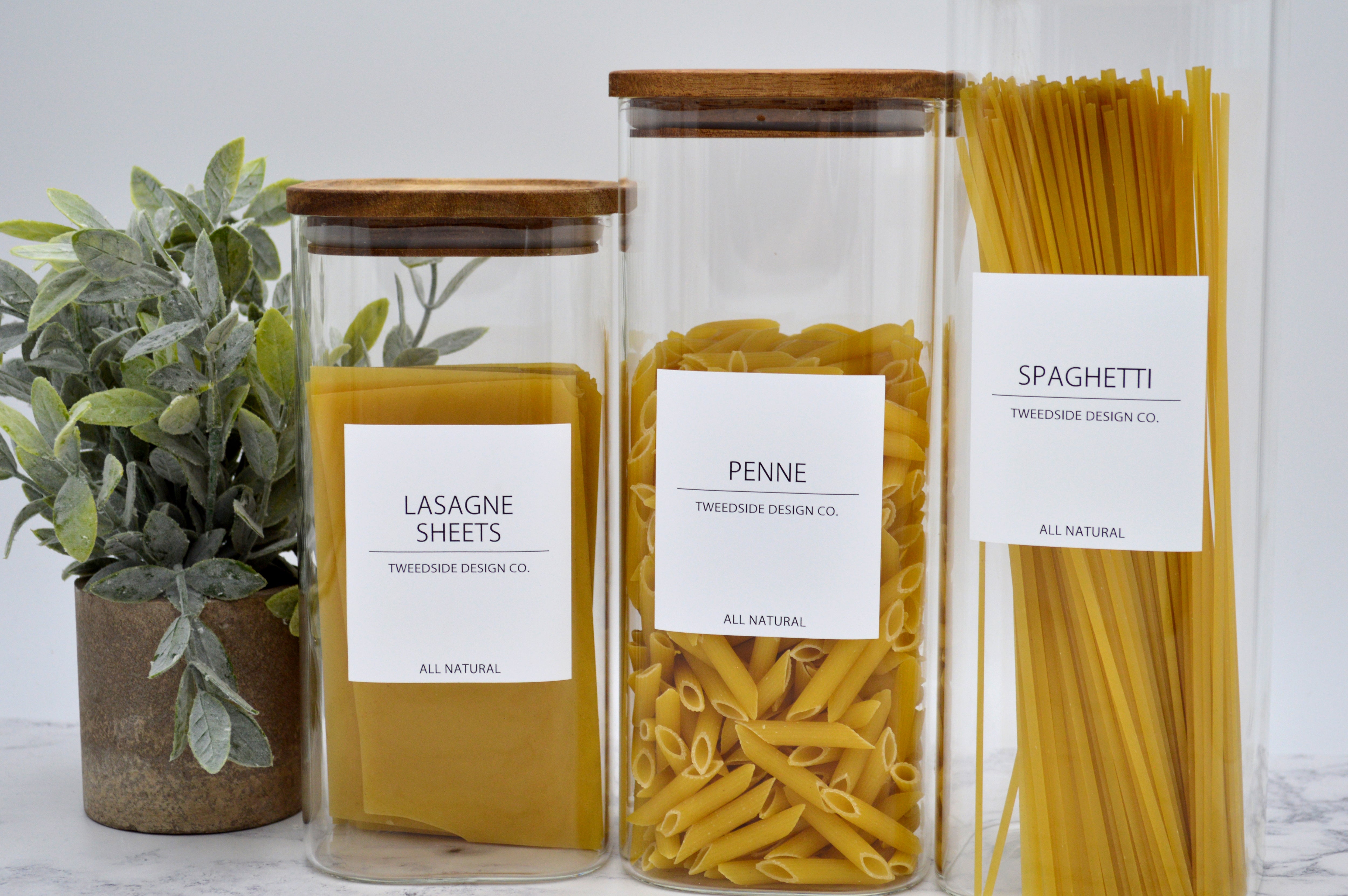 White Label Collection Reusable Eco Square Glass Jars With Acacia